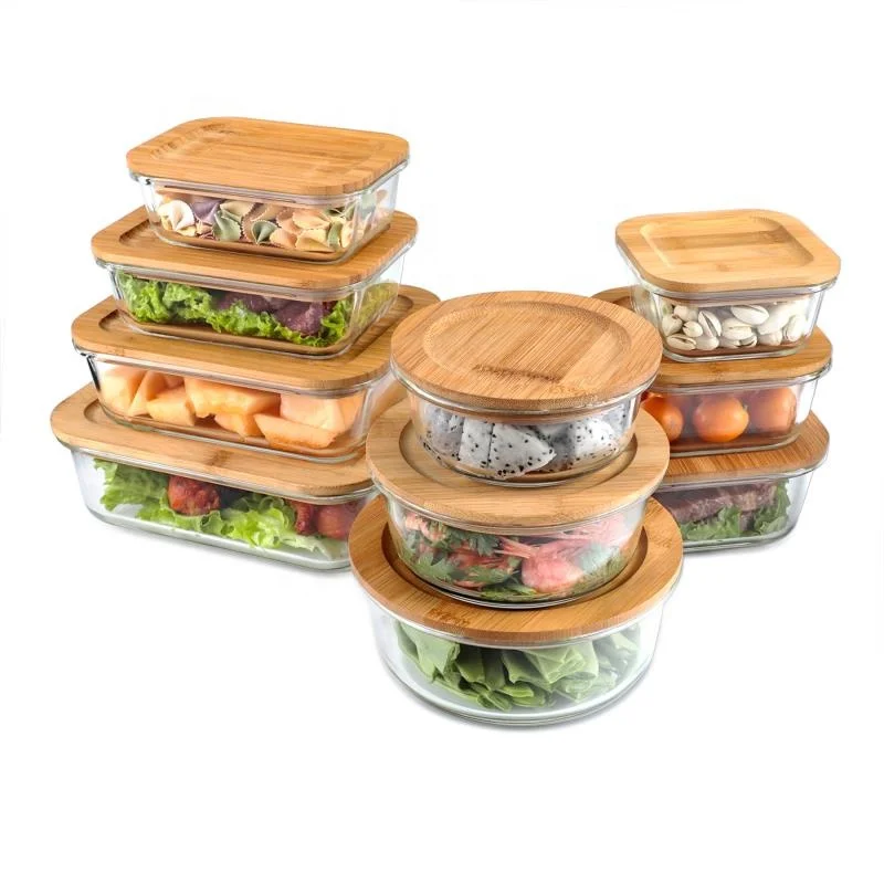 Reusable and easy to clean borosilicate glass lunch box storage box air-tight food container set with lock lid