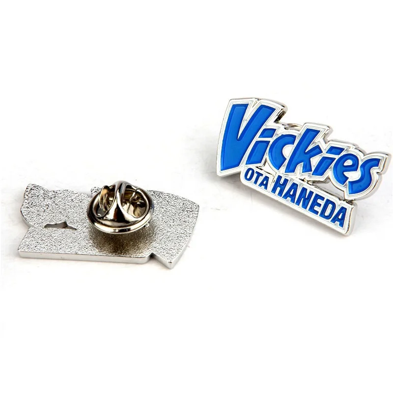 Wholesale custom logo cut out letters metal enamel lapel pin badge
