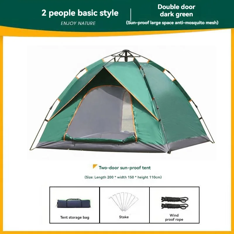 Outdoor Oxford Fabric Single Speed Open Automatic Double Mosquito Protection Thickened Sun Protection Camping and Beach tent