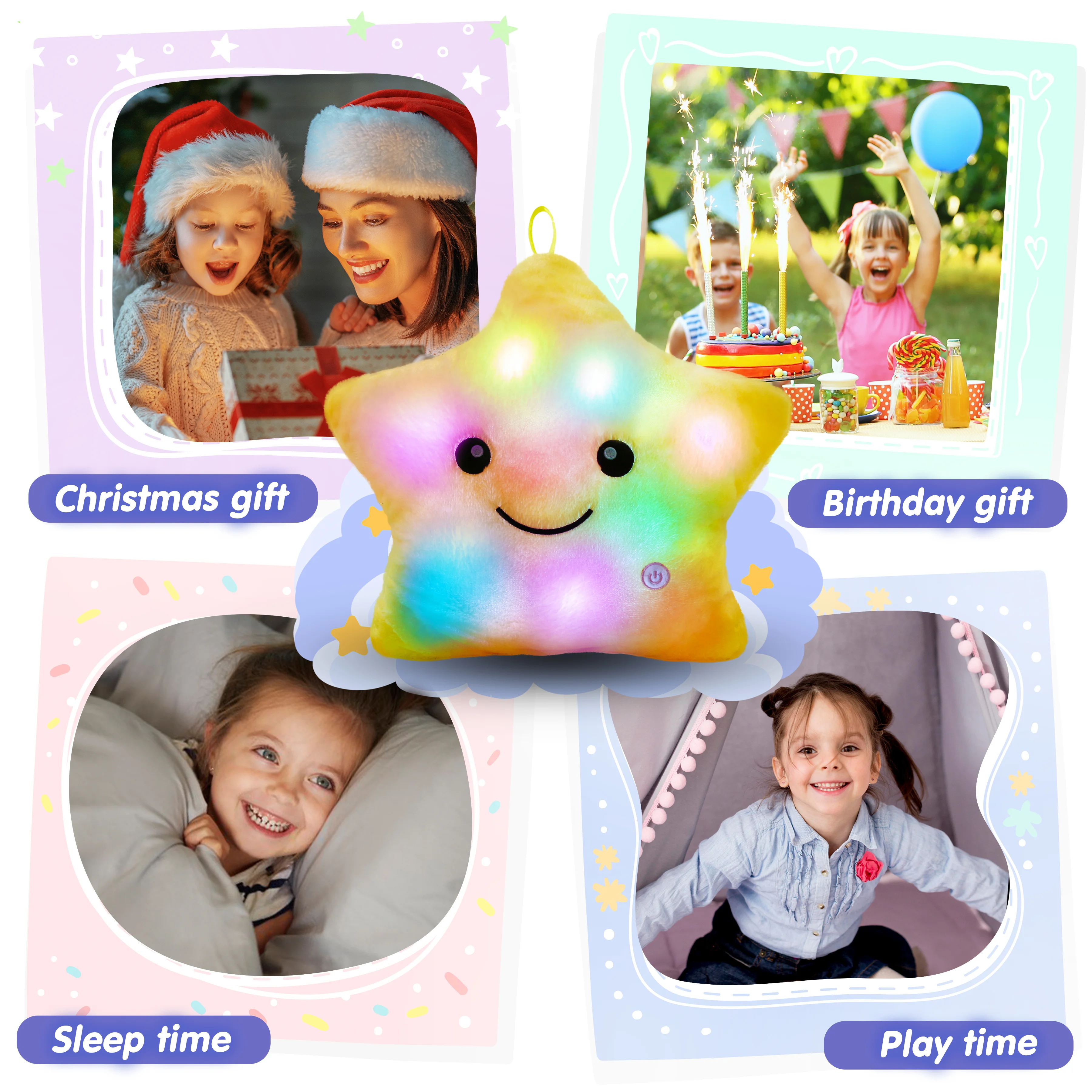 Bstaofy Glow Musical Twinkle Star Light up Lullaby Stuffed LED Toys Animated Soothe Kids Emotions Christmas Festival Gift