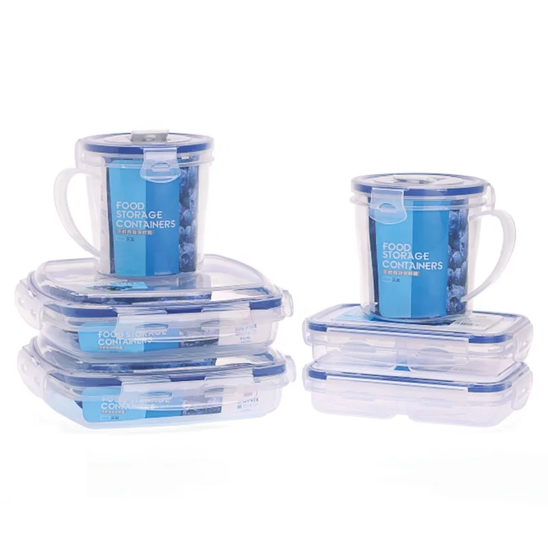 6pcs/Set Microwave Safe Kitchen Plastic Food Containers Fruit Vegetable Containers Boxes Sets