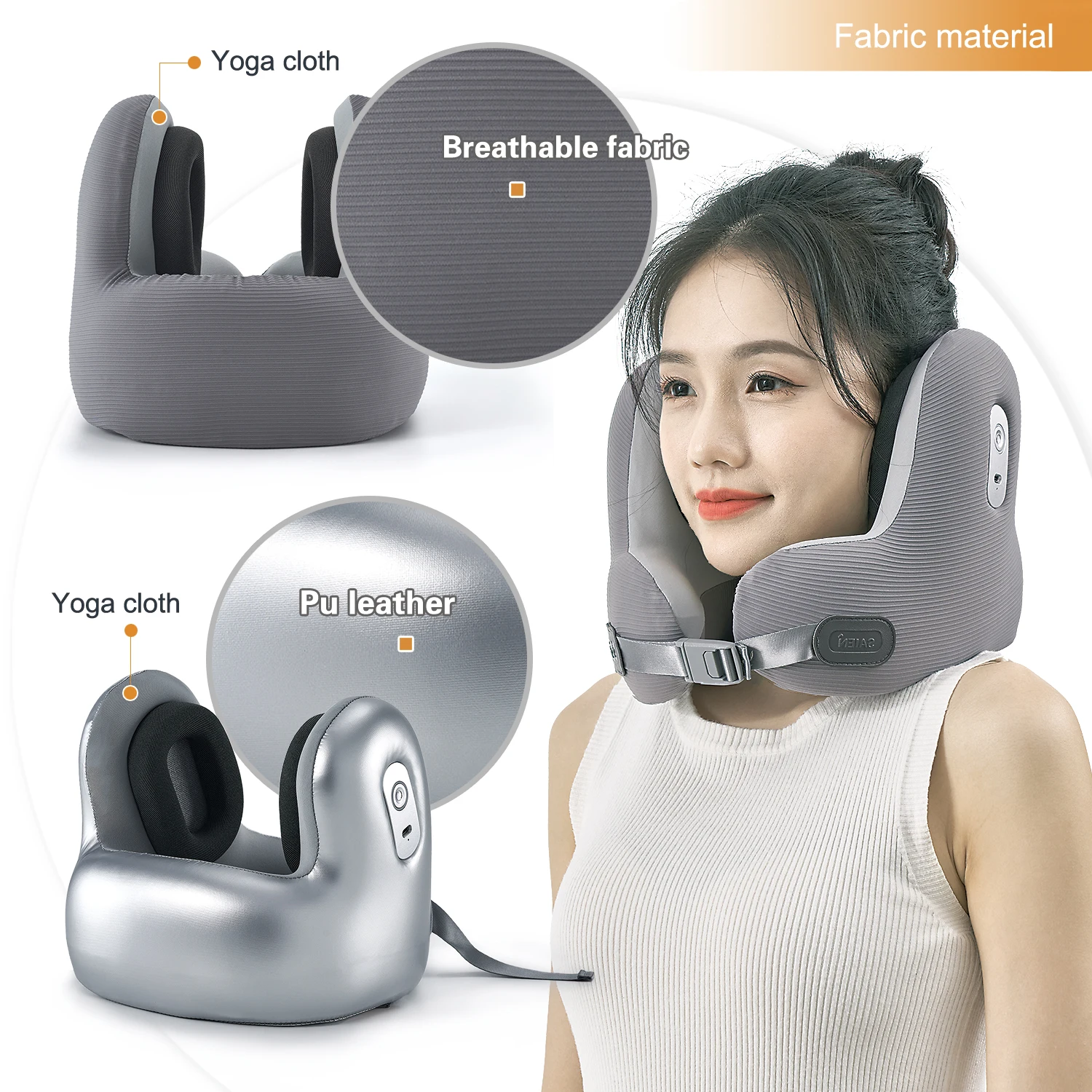 Smart Car Office Airplane Travel Memory Foam Noise Cancelling headphones 360-Degree Support Wireless Bluetooth Music Neck Pillow