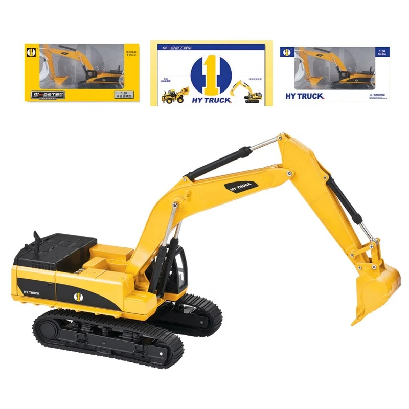 HY 1:50 free wheel diecast Hydraulic Alloy car excavator truck toy