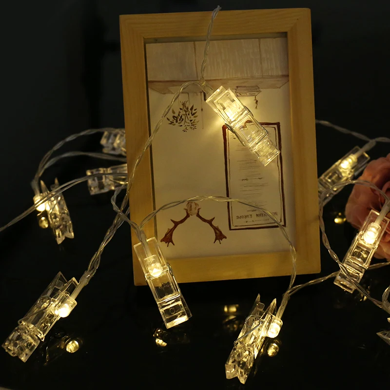 Battery Operated Waterproof Colored led garland card photo clip led string light