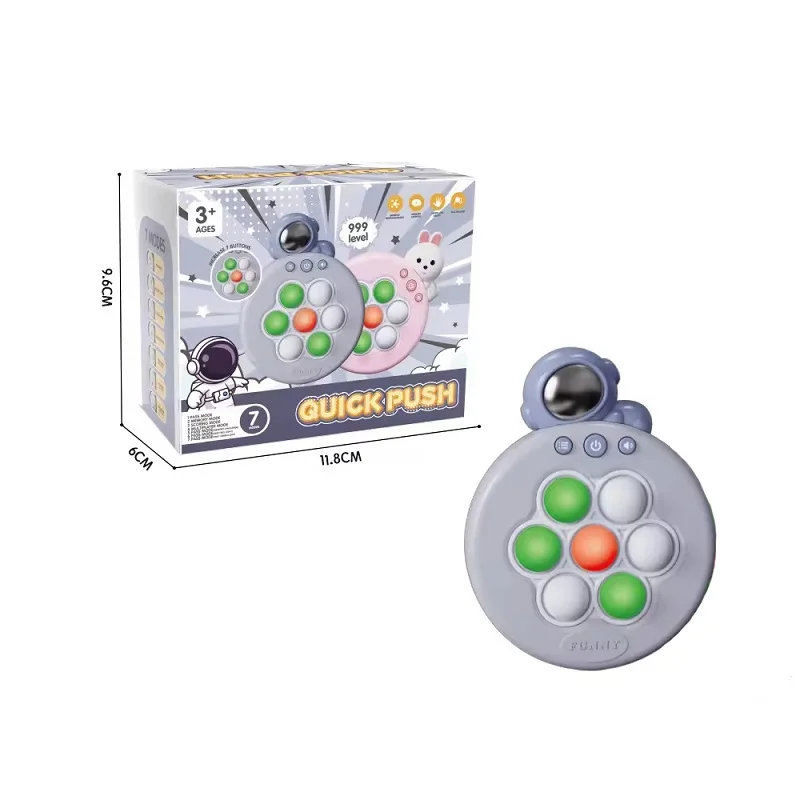 New quick pop light up console game fast push it fidget toy quick push bubble pop puzzle electronic game for kids