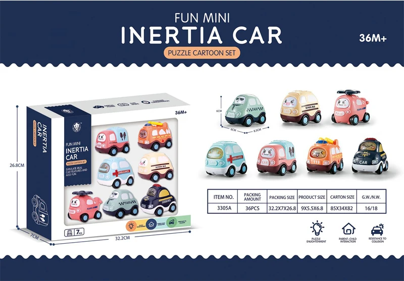 Wholesale 6 Pcs Push and Go Toy Cars Set,Cartoon Inertia Baby Toy Cars with Play Mat (Storage Bag) for Kids