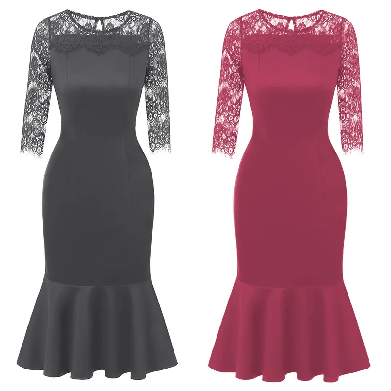 New Fashion Ladies Elegant Lace Office Dress
