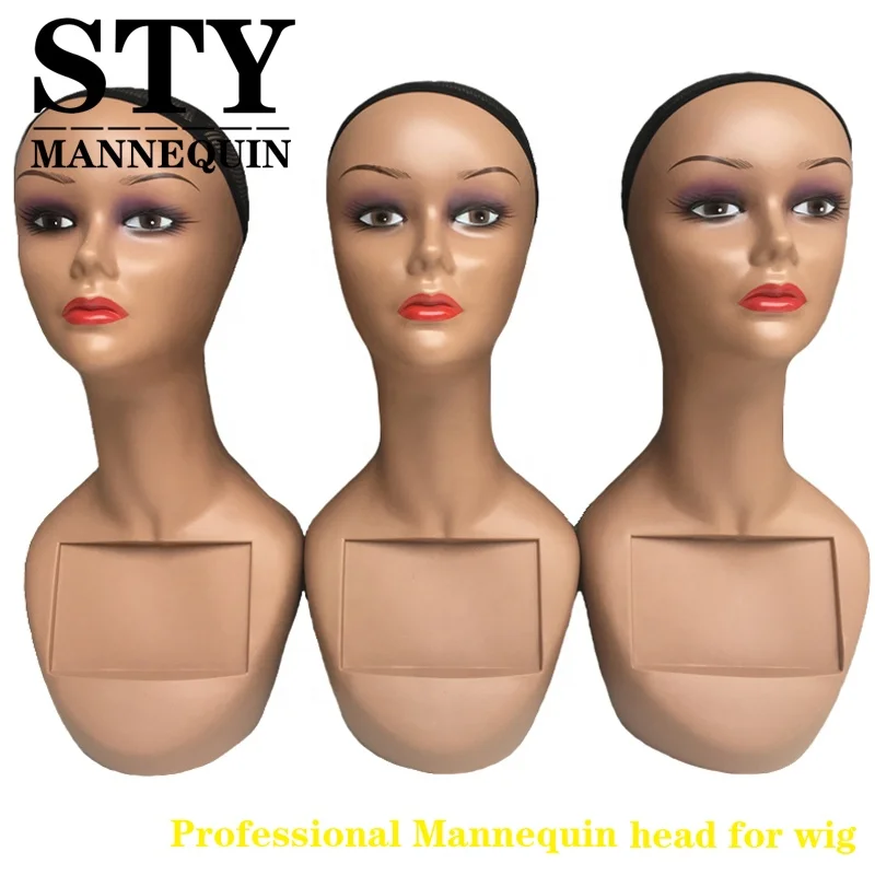 black female mannequin wig display head mannequin female female realistic makeup mannequin head Red lips