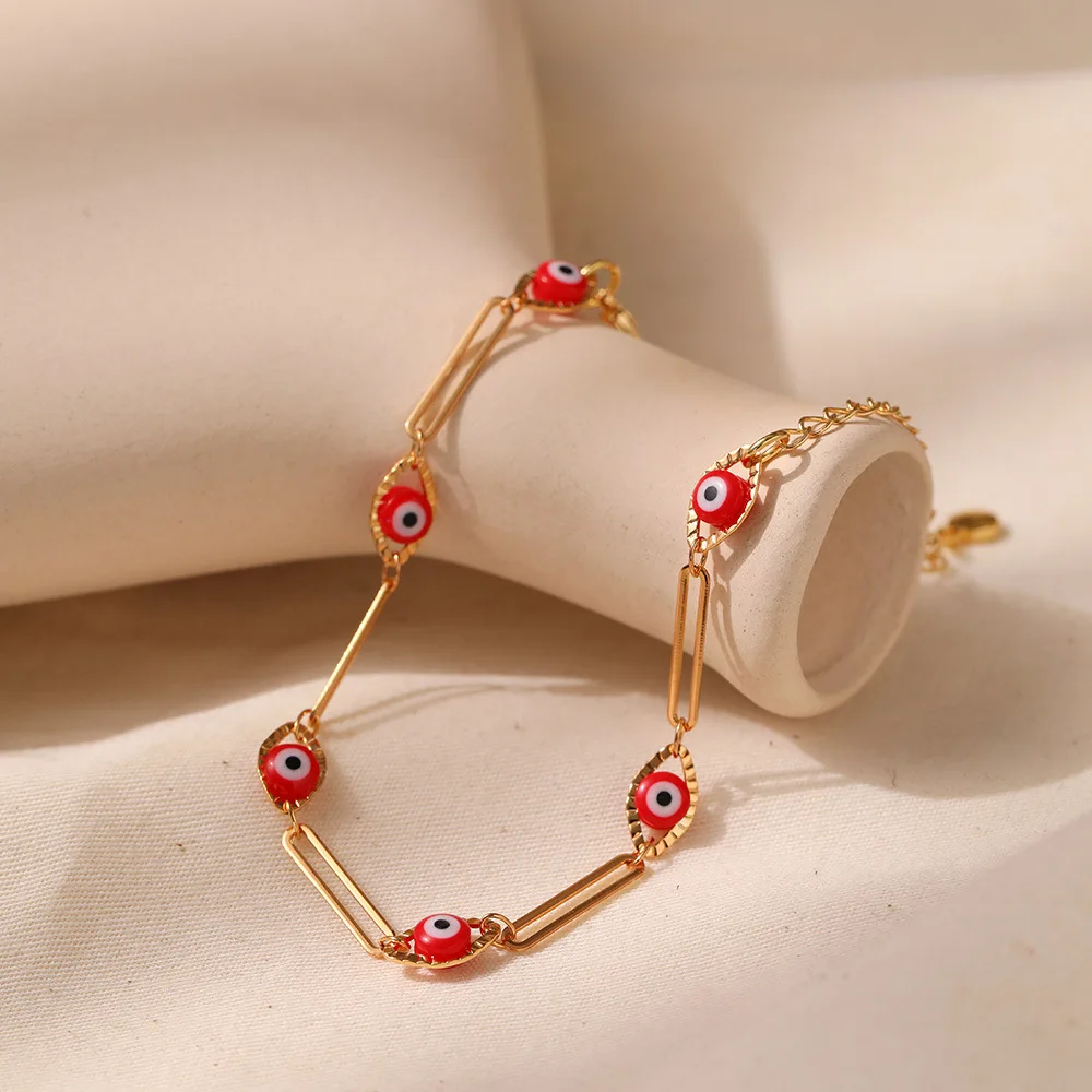 Classic dripping oil craft evil eye bracelets women enamel turkish devil eye bracelet fashion 18k gold jewelry wholesale