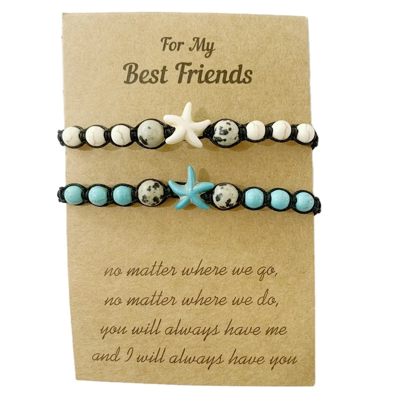 Hawaii Beach Sea Turtle Starfish Dolphin Fish Animal Bracelet Natural Turquoise Braided Friendship Bracelets