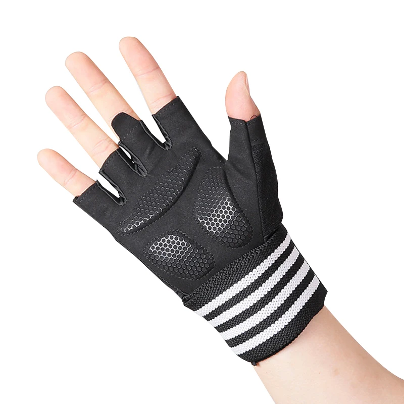 
Sports Fitness Riding Half-Finger Weightlifting Mountaineering Non-Slip Lengthened Wrist Brace Mesh Breathable Palm guard 