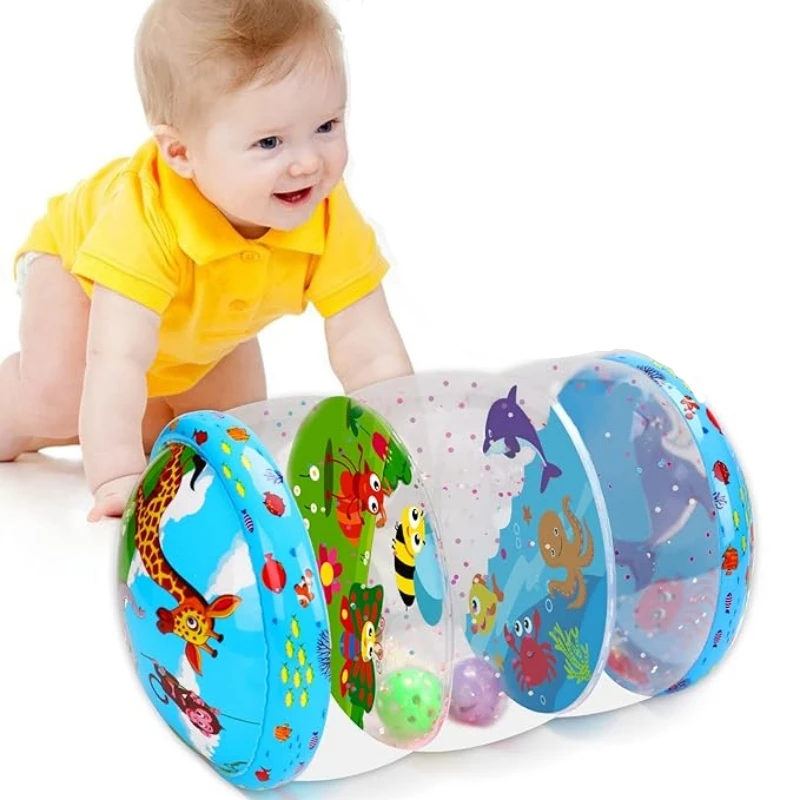 Custom Unisex PVC Inflatable Cylinder Baby Crawling Auxiliary Toy with Roller Outdoor Fun Sweat Offered by Manufacturers