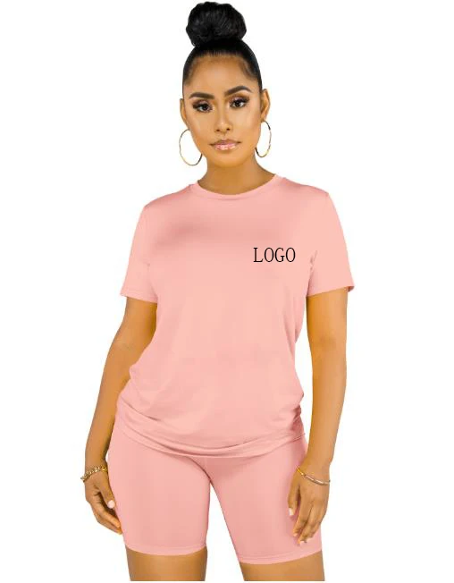 2022  Custom Logo  Over Size  Women Clothing Solid 2 Piece Set Women Shorts Set Outfit Women 2-pieces Set