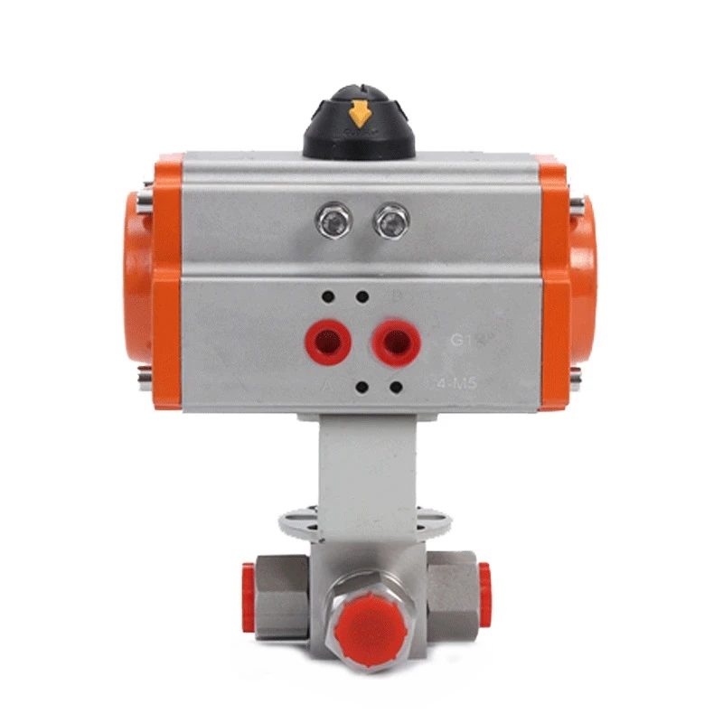 60Mpa 1 1/2inch NPT thread Forged Stainless Steel 316 600bar High Pressure Hydraulic 3 way T/L pneumatic Ball Valve