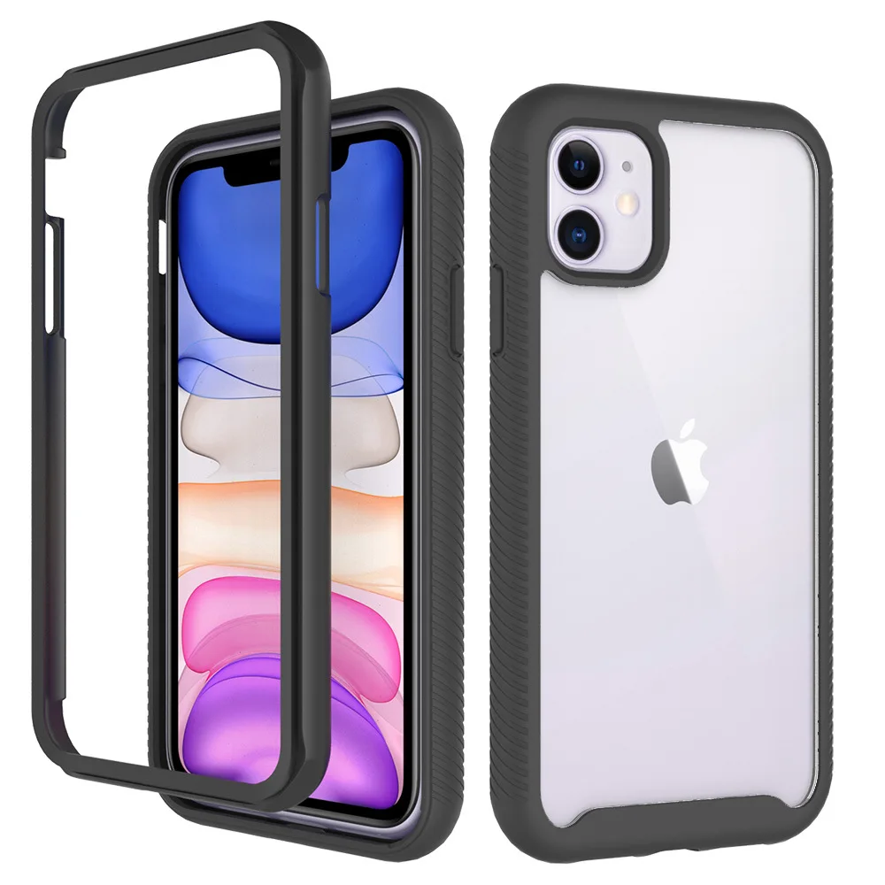 Жесткий чехол для телефона iPhone 11 12 13 Pro Max TPU PC 2 в 1 Гибридный прозрачный жесткий ударопрочный с полным покрытием