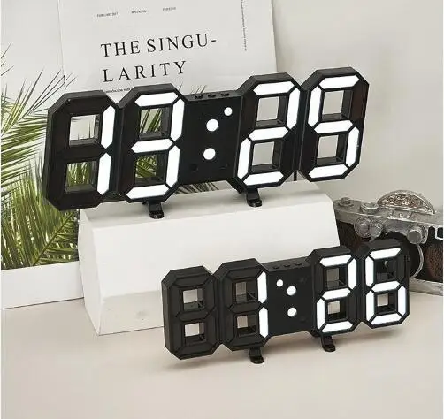 LED Electronic Digital Clock Creative Large 3D Remote Control Wall Clock