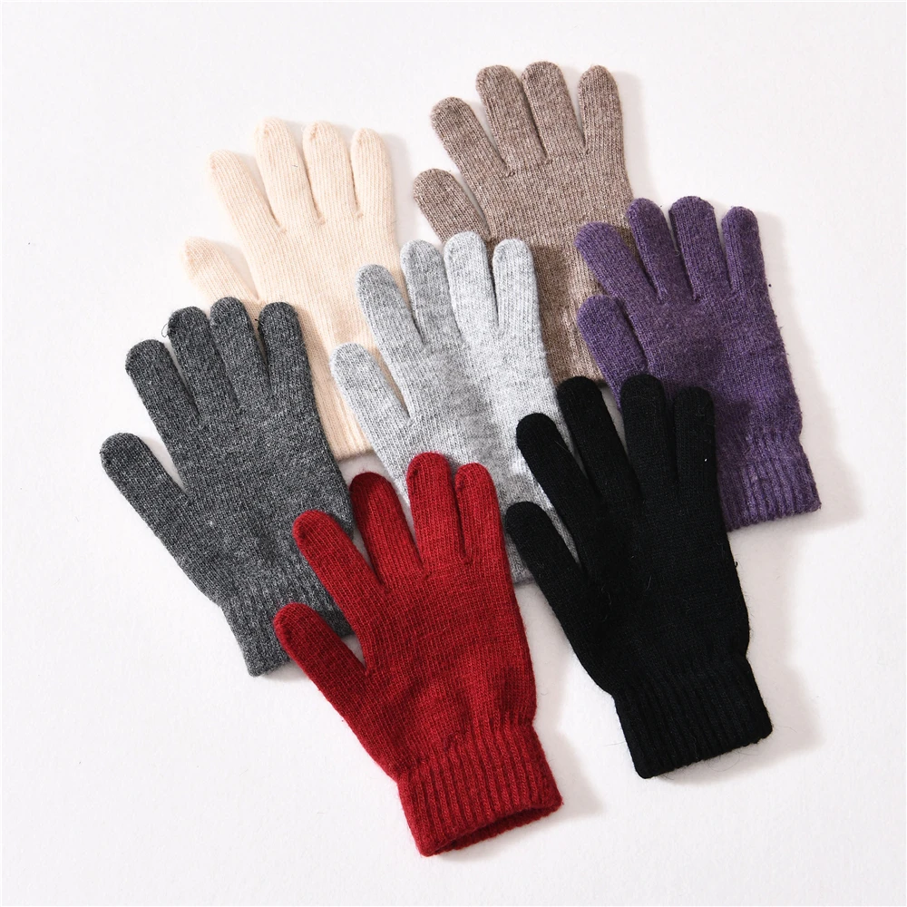 New Arrival Hot Sale Elastic Cuffs Colorful Full Finger Mittens Custom Logo Winter Cashmere Knitted Womens Gloves