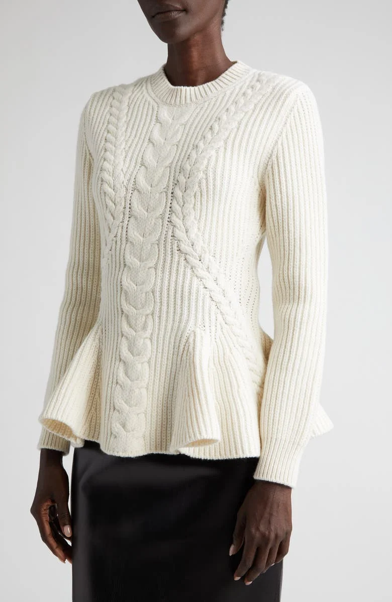 Custom Cable Knit Wool Cashmere Rib High Quality Ladies Sweater