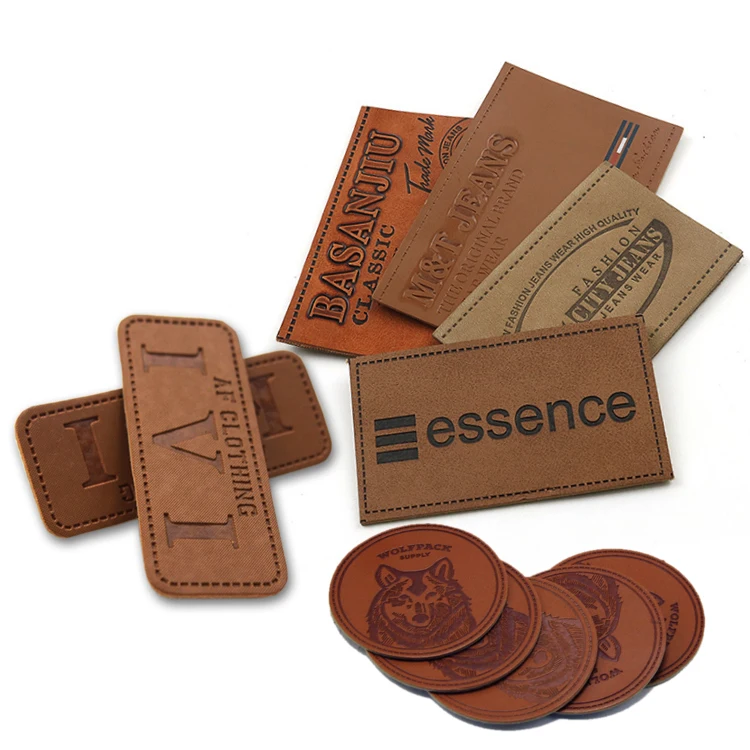 High Quality Custom Logo Debossed Sew On Genuine Tag Jeans Leather Patches Label for Clothing