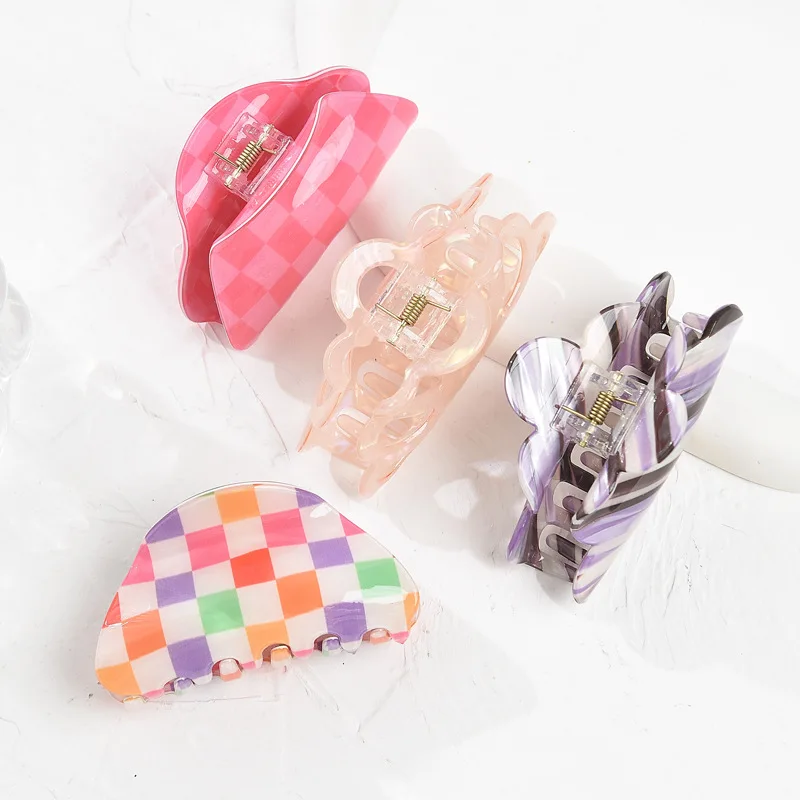 B.PHNE Custom Checked Designers Acrylic christmas decoration Acetate Hair Claw Clip Elegant Girls Woman Claw Hair Clips