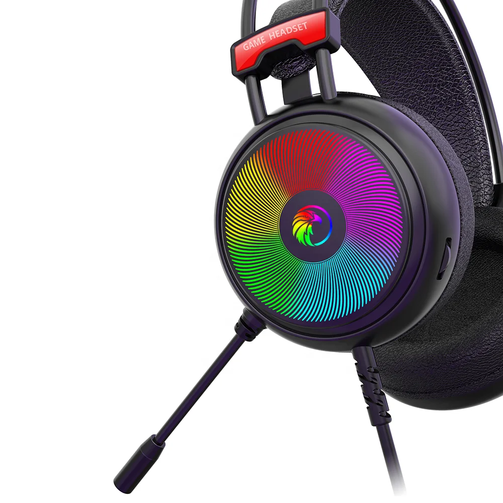 Cool RGB Earphone Metal Frame Soft Sponge Ergonomic Design LED 7.1 Surround Sound System Gaming Headset with Flexible Microphone