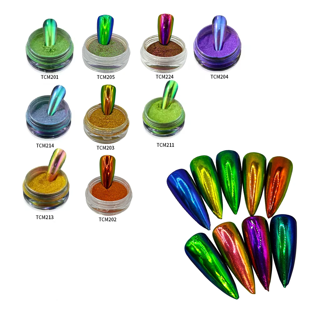 optical chameleon effect sugar changing color dipping chrome nail powder magic mirror powder