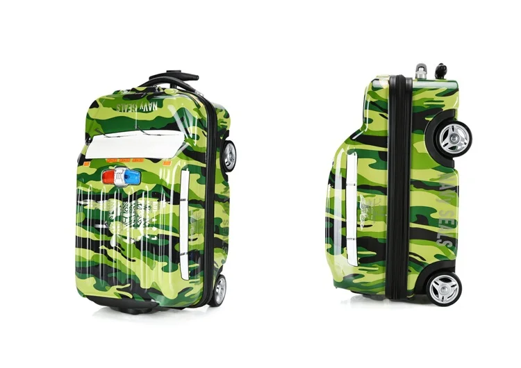 Модный новый кейс для посадки милый мультяшный автомобиль 911 Детский чемодан на колесиках однотонный