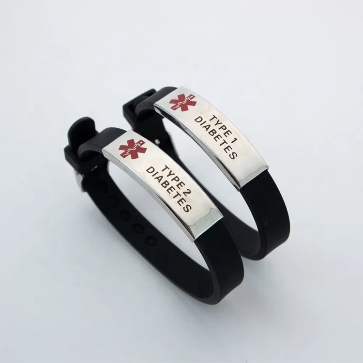 Fashion jewelry bracelets China Made Custom Logo Fashionable Wristband Silicone Bracelets Diabetes Bracelet