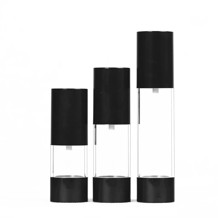 30g black airless pump bottles plastic round wholesale cheap bottle with logo