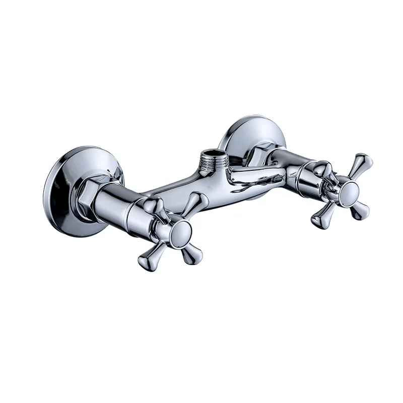 Shower Mixer Bathtub Faucet Chrome Zinc Body Dual Handle Hot And Cold Water Manufacture Design