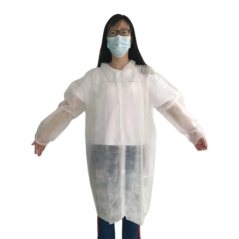 China manufacturer non woven disposable lab coat 30gsm with elastic cuff