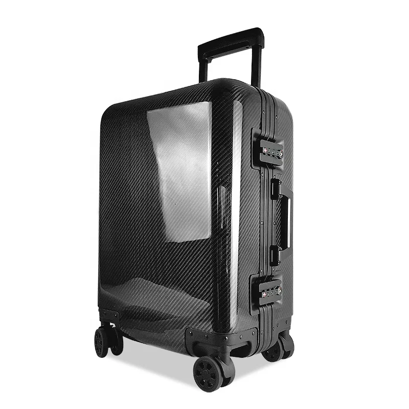 military level hard case carbon fiber suitcase carry on luggage bag for travel