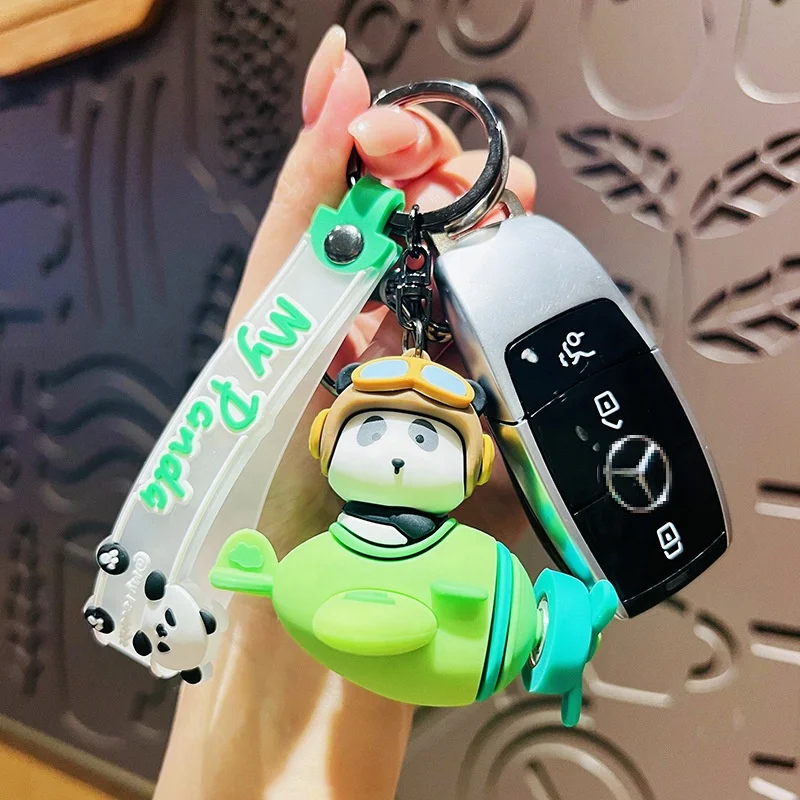 cartoon 3d soft pvc keychain personalized custom silicone rubber Cute Animal cat Panda keyring