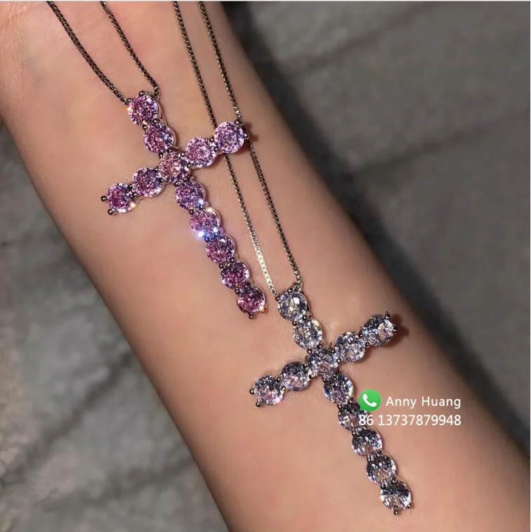 Luxury fashion jewelry custom vvs moissanite cross pendant 925 silver iced out trending diamond cross pendant necklace men