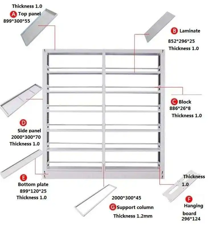 School Furniture Metal Bookshelf Portfolio Book Shelf White Cube Bookcase Iron Modern Bookshelf for Library