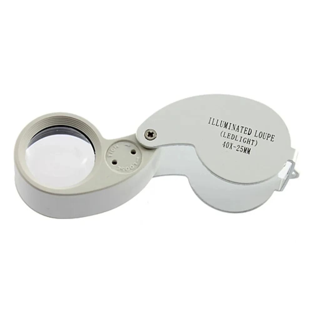 Mini Loupe Illuminated Magnifier Glass Portable Folding Magnifying for Jewelers Stamps Antiques LED Lights