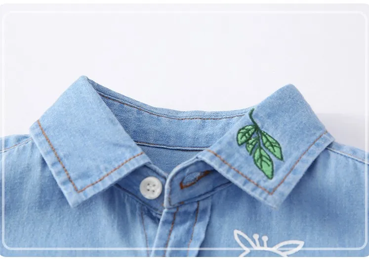 
Unisex cartoon printing long sleeve denim baby coat kids clothes baby outwear 