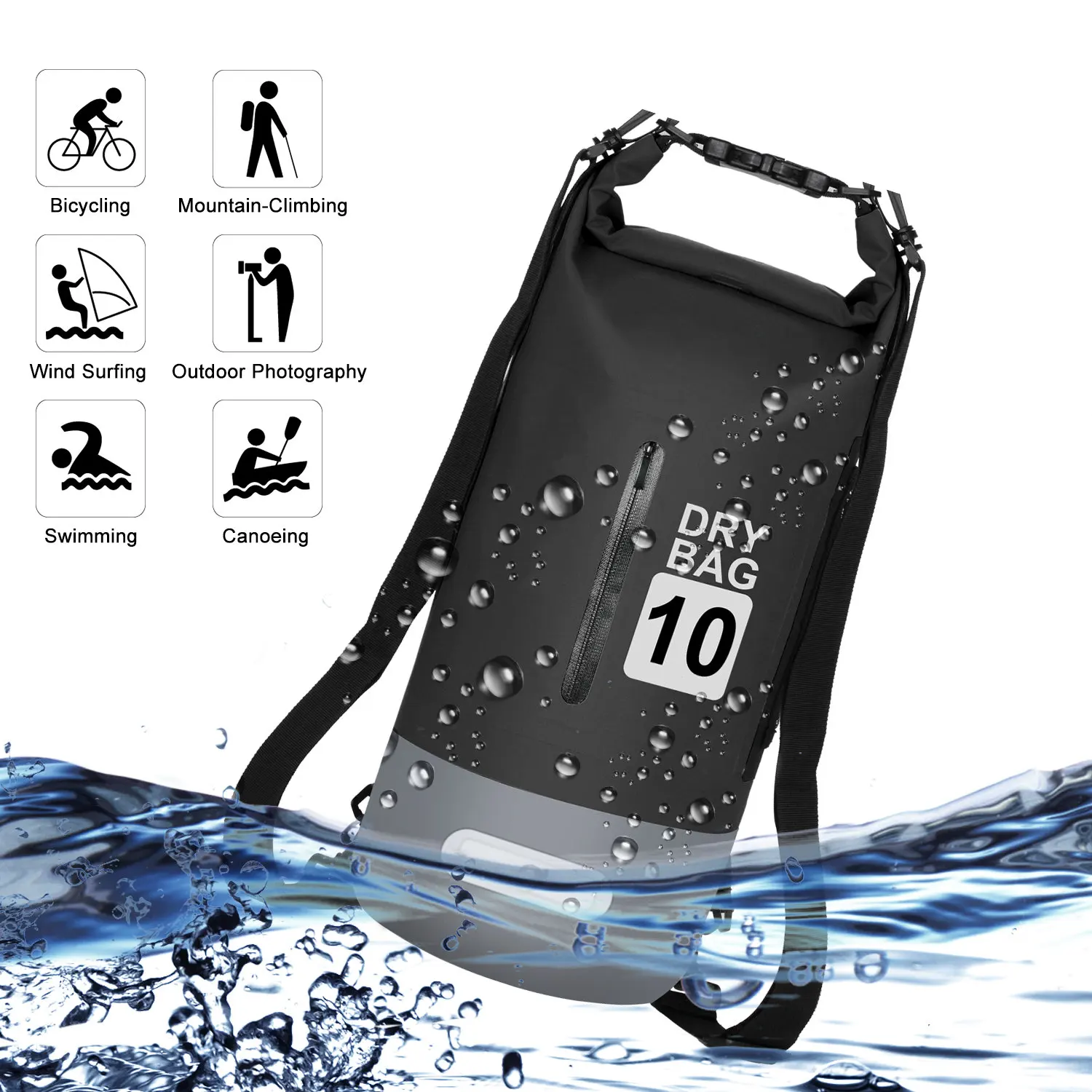 
Custom Logo Dry Bag Fashion Container Waterproof Dual Strap Roll Top Floating Backpack 