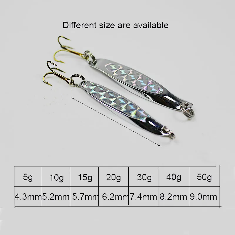 Metal Spoon Saltwater Fishing Lures Slow Vertical Jigs Bait With Assist Mustad Treble Hook for Bass Tuna Salmon Sailfish Trout