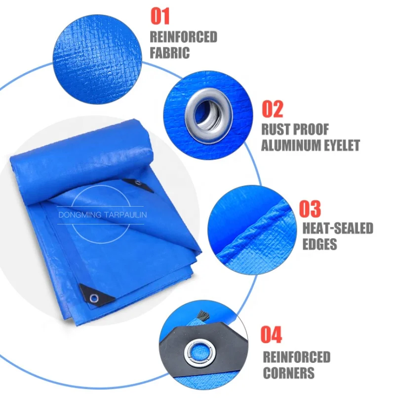Factory Supply 8x18M PE Tarpaulin Sheet Heavy Weight 250GSM Multi-Purpose Thick Waterproof Poly Tarp