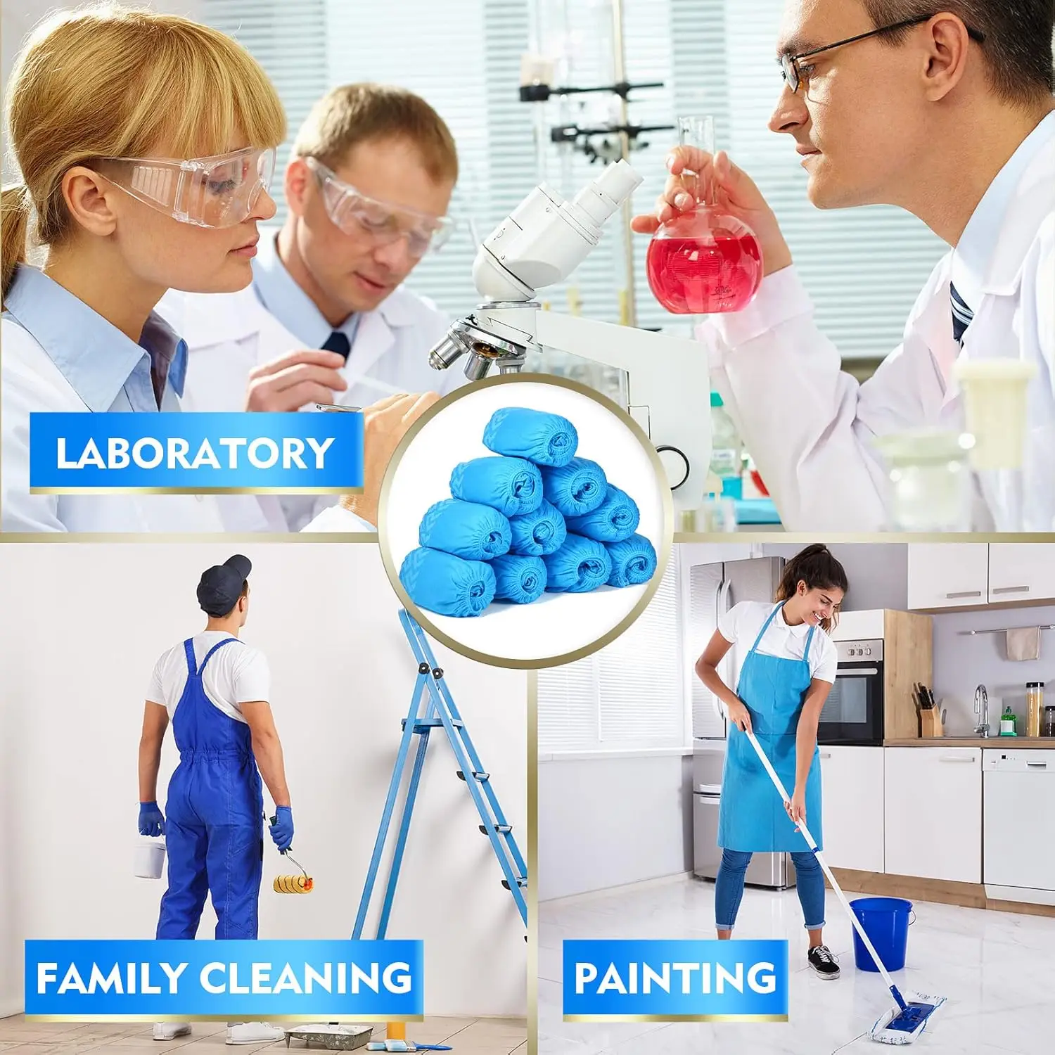 Custom Logo PPE Safety Printed Surgical Cleanroom Lab Medical Anti Slip Non-Woven PP Disposable Shoe Cover