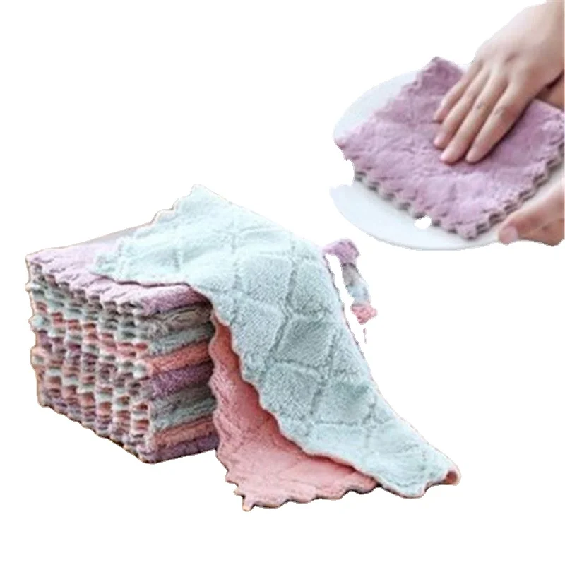 Wholesale microfiber Absorbent Kitchen Dish Cloth Towel,Non-stick Oil Washing Cloth Rag,Household Tableware Cleaning Wiping