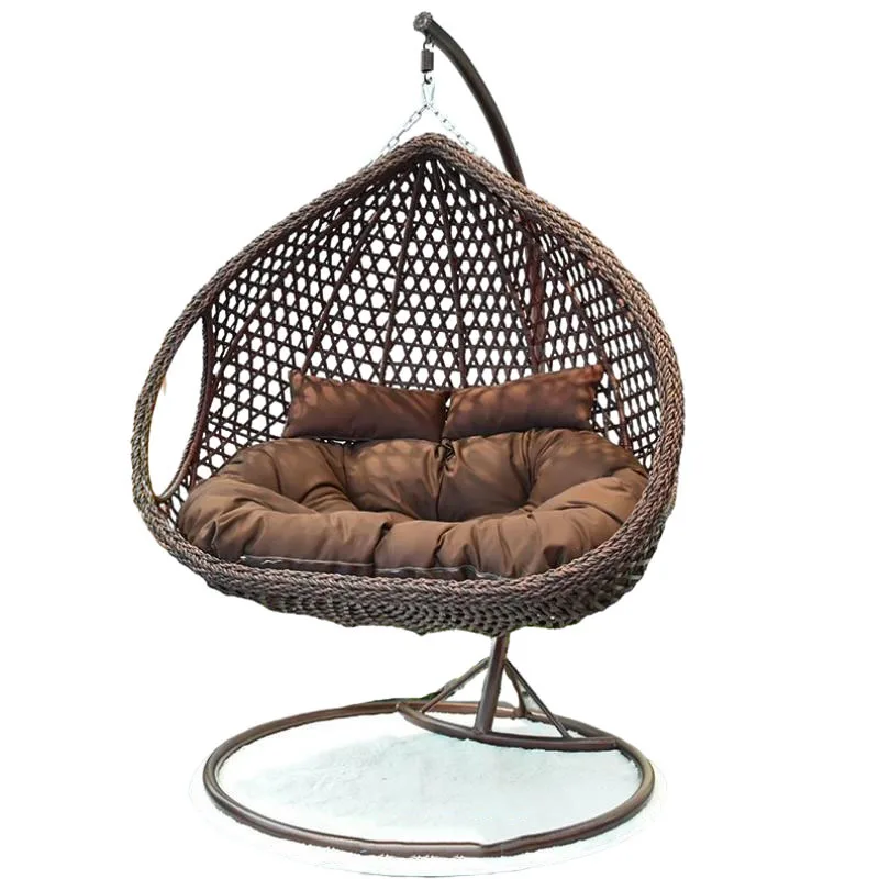 Egg Cocoon Hanging Swing Chair Metal Stand Patio Wicker Rattan W Armrest Outdoor Furniture