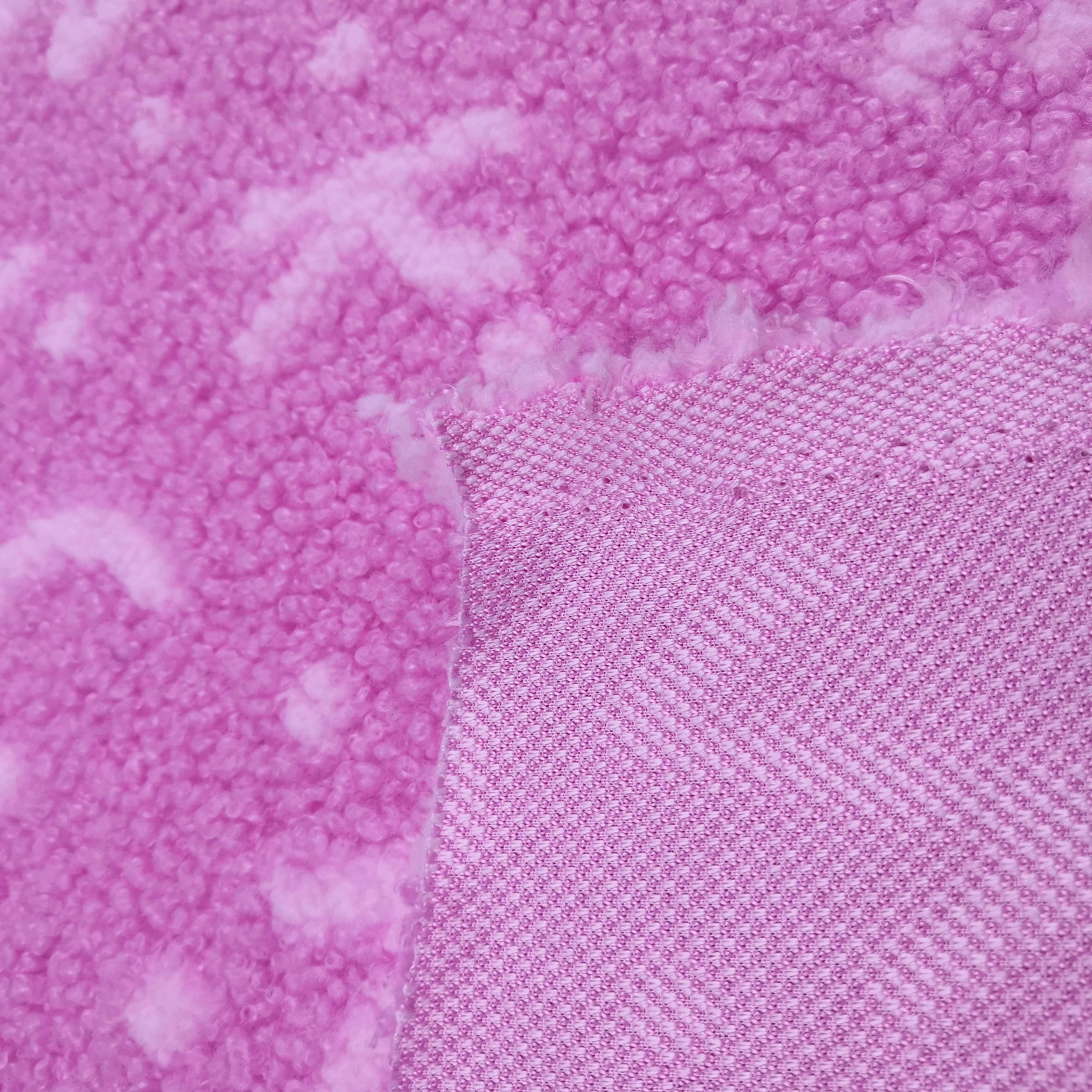 Winter fashion garment warm keeping alphabet printed coral teddy fleece fabric for coat