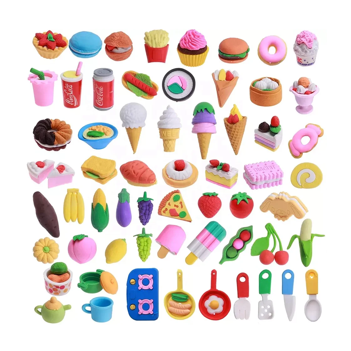 Novelty Food Puzzle Erasers for Kids Party Favors and Classroom