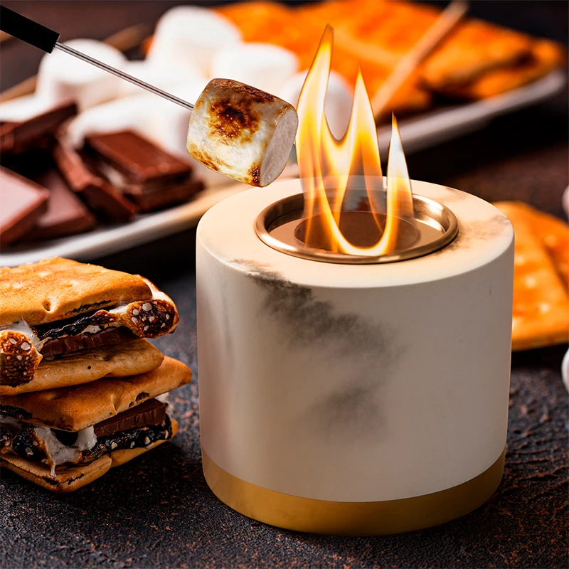 SUNBOW Bio ethanol Tabletop Fireplace Garden Tabletop Fire Pit Bowl Concrete Mini Smokeless Indoor Tabletop Ethanol Fire Pit