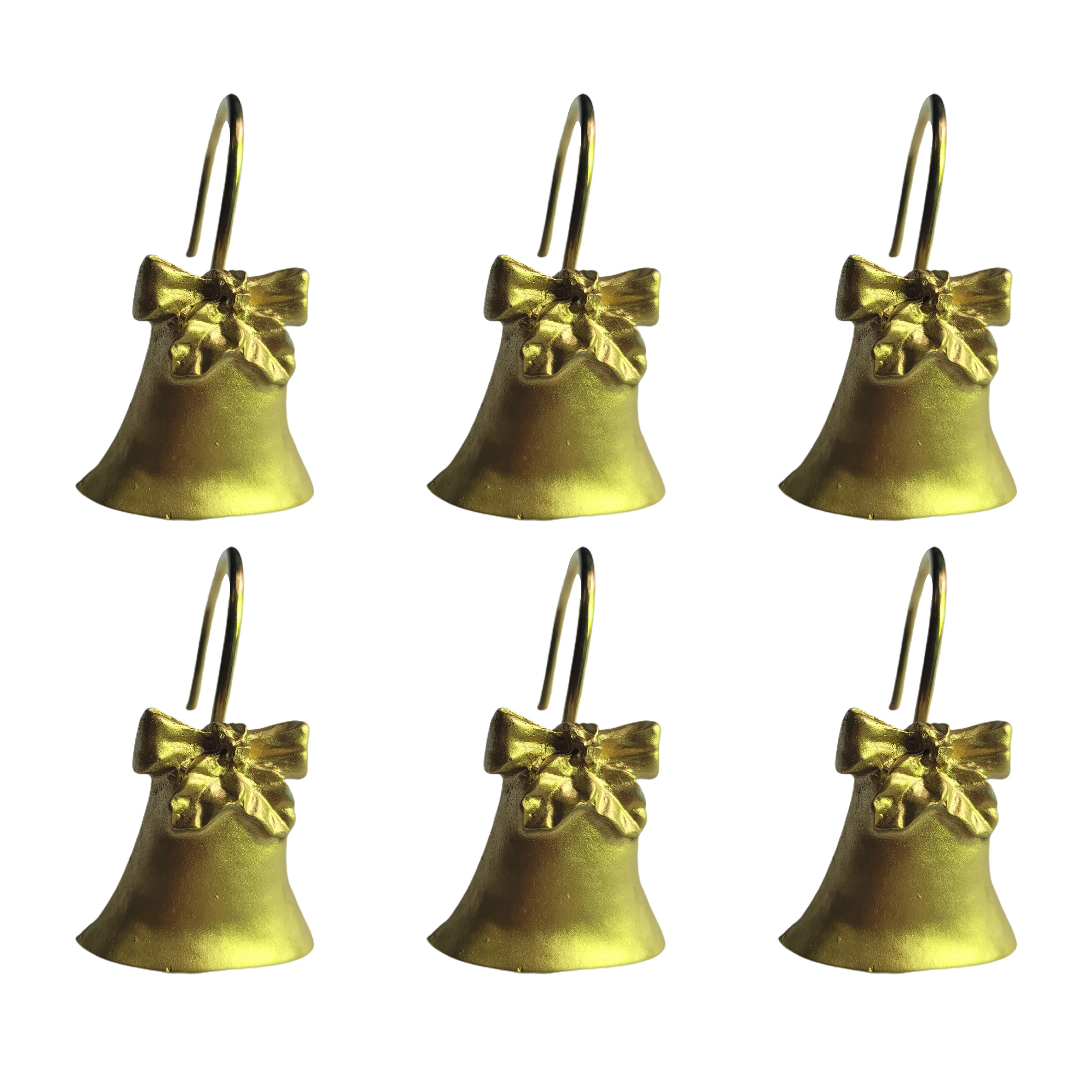 Decorative Rust Proof Christmas Bells Shower Curtain Ring Gifts Bowknot Shower Curtain Hooks Set of 12