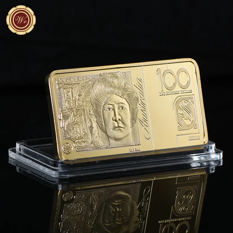 Wholesale Square Commemorative Coin Australia 100 AUD Metal Gold Plated Bullion Bars for Souvenir Gift