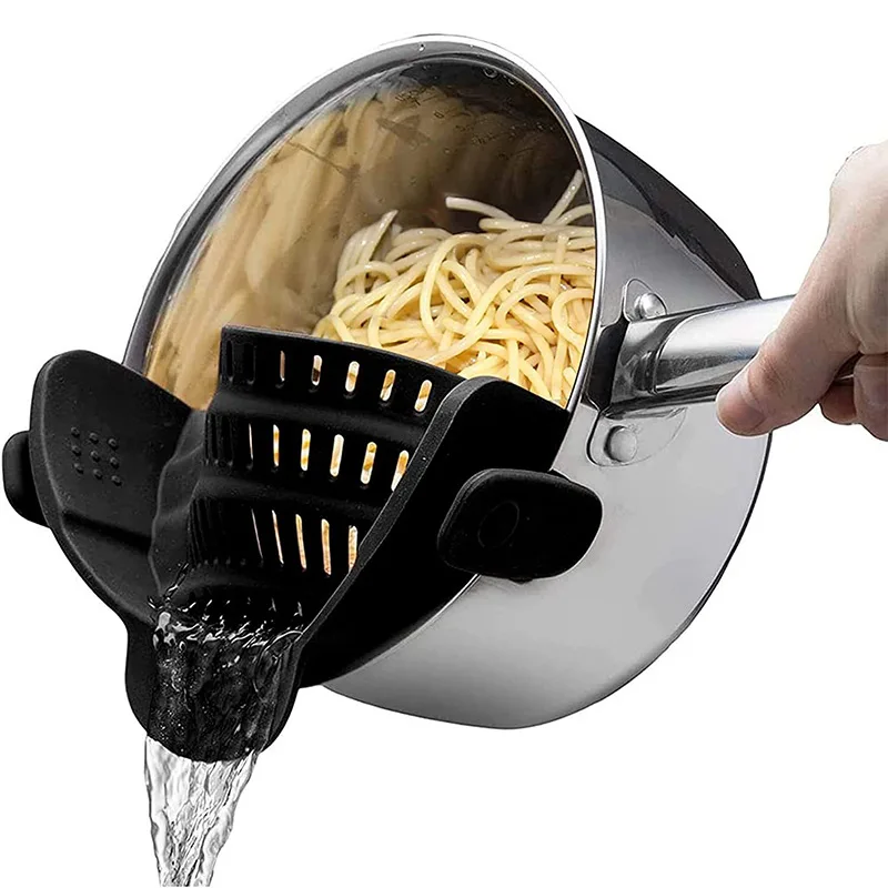 Clip-on Snap Silicone Strainer Colander Silicone Snacp on Strainer for Pots and Food Pans