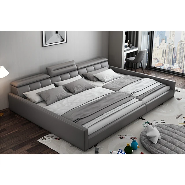 Luxury Bedroom Furniture Storage Bedroom Furniture Leather Double Bed Faux Leather Bed